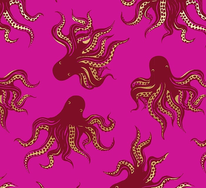 Octopus Party - Berry Metallic - Darlings 2homesewn