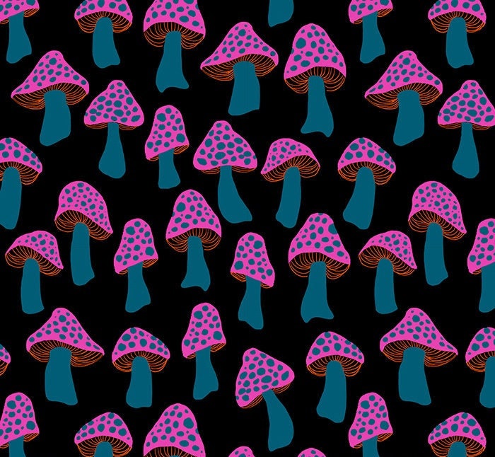 Darlings 2 - Mushroom Party - Black fabric - homesewn