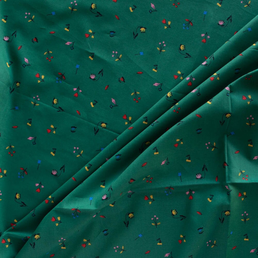 Vixen Floral - Emerald - Cotton LAWN 56" Wide - There Was A Fox - homesewn