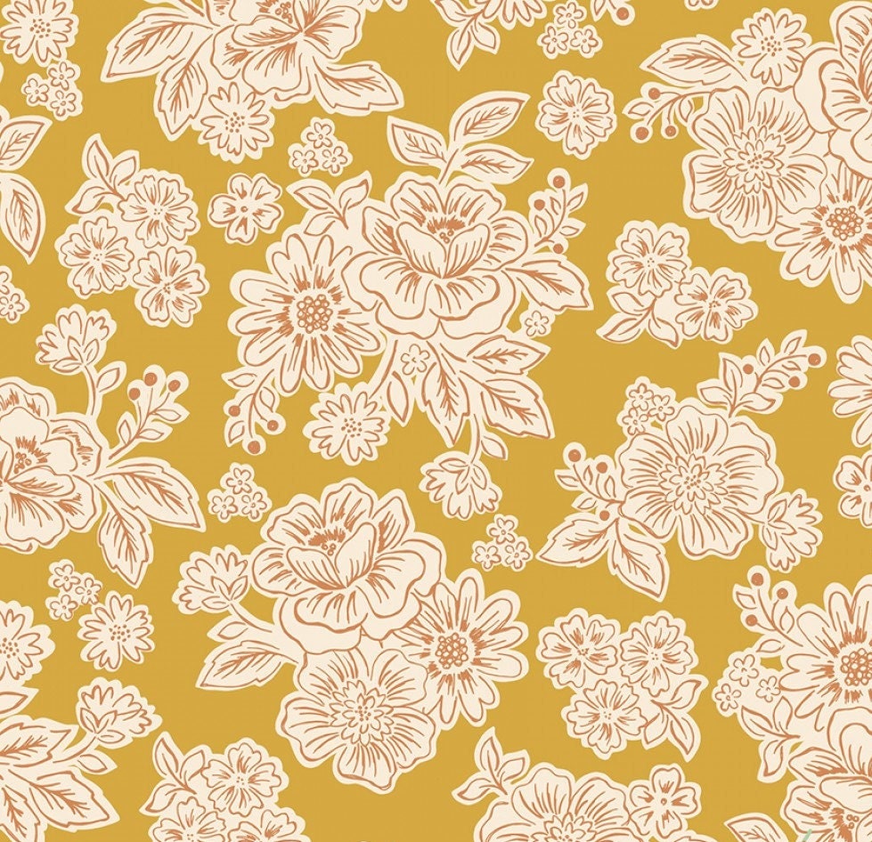 Hannahs Flowers - Flower Blooms Mustard - A618 - homesewn