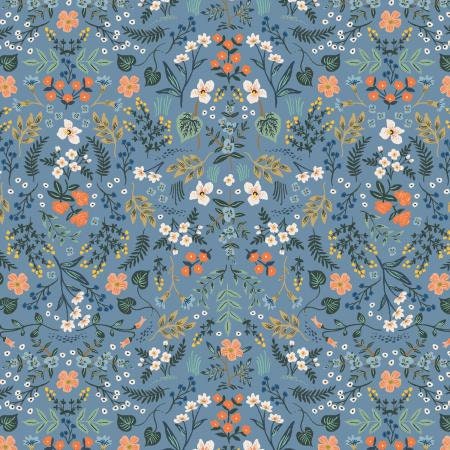 Wildwood Floral - Blue METALLIC - Rifle Paper Co. Camont - homesewn