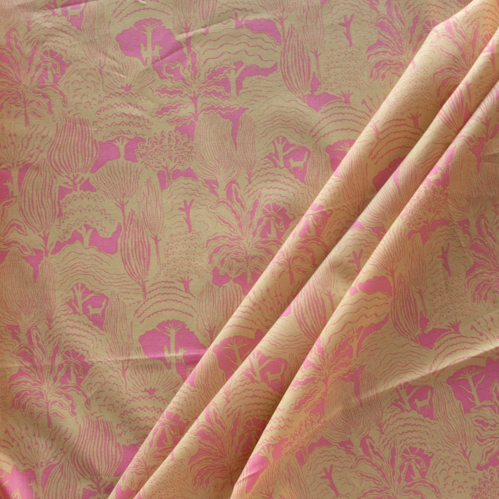 Fox Floral Chalk Pink Cotton LAWN 56" Wide - There Was A Fox - homesewn