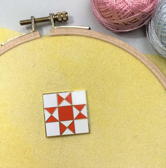 Ribbon Star Quilt Block Enamel Magnetic Needle Minder - homesewn