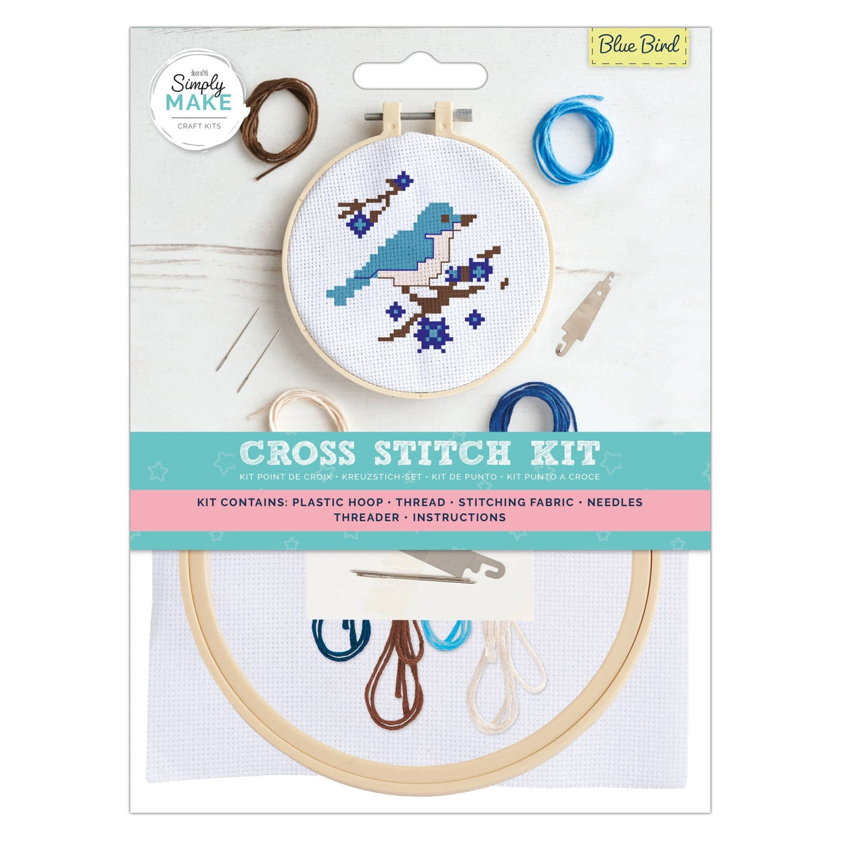 Simply Make Cross Stitch Kit - Blue Bird - homesewn