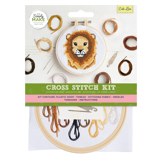 Simply Make Cross Stitch Kit - Cute Lion - homesewn