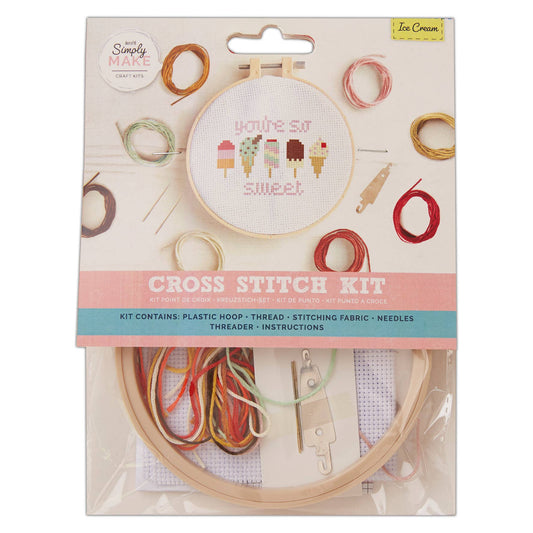 Simply Make Cross Stitch Kit - Ice Cream - homesewn