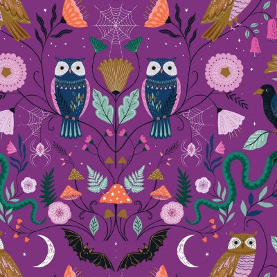 Owls - Purple - Twilight - homesewn