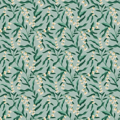 Lily - Mint Metallic Fabric - Vintage Garden - homesewn